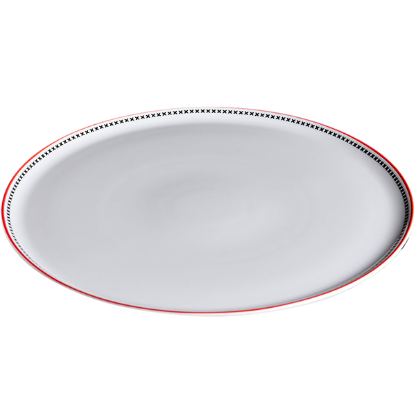 Блюдо для пиццы «Мезень» Принц Крестики;фарфор;D=320,H=11мм;белый,красный