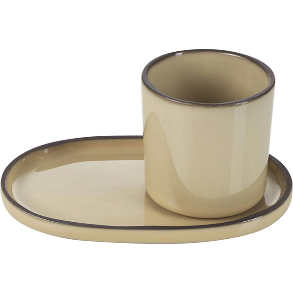 Блюдце «Карактэр» овальное;керамика;,H=12,L=135,B=83мм;бежев.,коричнев.