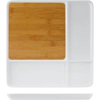 Блюдо для подачи;бамбук,фарфор;,H=23,L=290,B=290мм