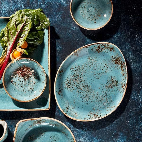 Тарелка «Крафт Блю» мелкая;фарфор;D=255,H=20,L=255,B=205мм;синий