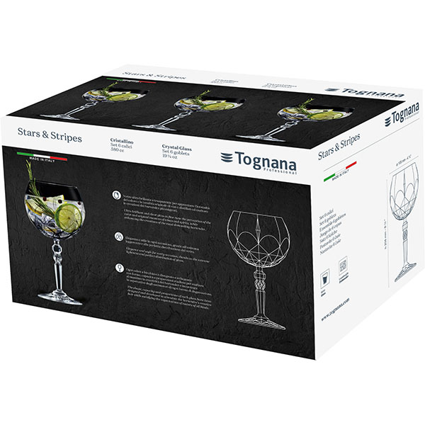 Бокал для вина «Старс энд страйпс» набор[6шт];стекло;0,58л;D=10,8,H=20,8см;прозр.