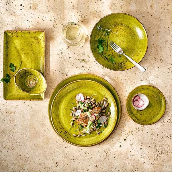 Салатник «Крафт Эппл»;фарфор;125мл;,H=55,L=130,B=95мм;желто-зел.