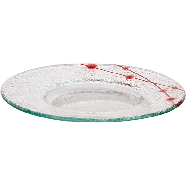 Тарелка «Пирл» мелкая;стекло;D=18см;прозр.,красный