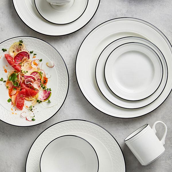 Тарелка «Бид Блэк Бэнд»;фарфор;D=16,5см;белый,черный