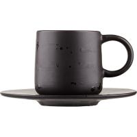 Чайная пара «Оникс» коническая;керамика;200мл;D=7/16,H=9см;черный