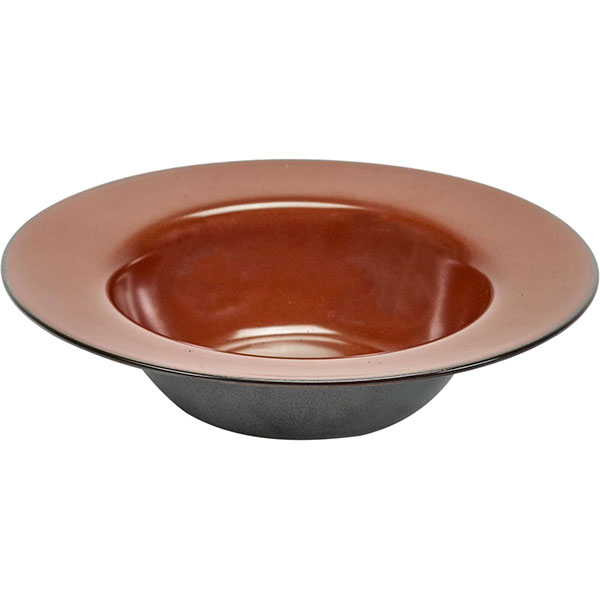 Тарелка глубокая;керамика;D=213,H=50мм;коричнев.,голуб.