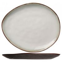 Тарелка «Плато» овальная;фарфор;D=200,H=20,B=165мм;белый,коричнев.