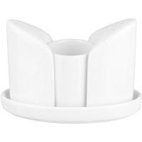 Набор д/специй 3 пр-та на подставке;фарфор;,H=87,L=124,B=87мм;белый