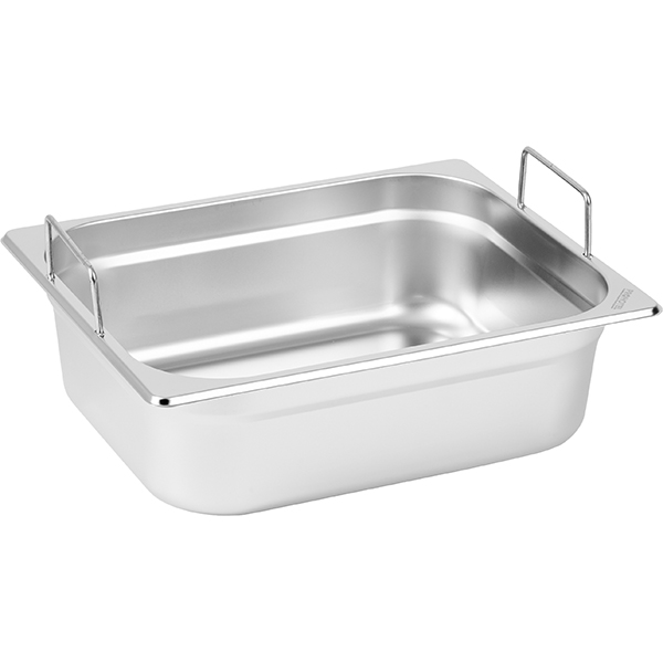 Гастроемкость GN 1/2 с ручками;сталь нерж.;5,7л;,H=10,L=32,5,B=26,5см;металлич.