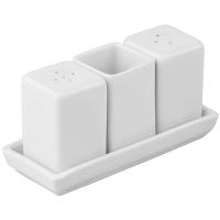 Набор д/специй 3 предм. на подставке «Уют»;фарфор;белый