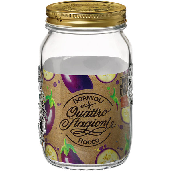 Банка «Кватро Стаджони» круглая с крышкой;стекло,металл;1л;D=11,1,H=17см;прозр.