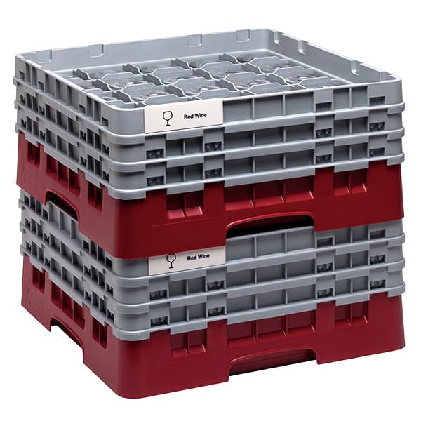 Кассета для бокалов 25 ячеек Dmax=87,Hmax=225мм;полипроп.;,H=22,5,L=50,B=50см;красный,серый