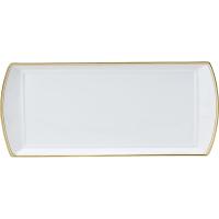 Блюдо для подачи «Беништ Голд» прямоугольное;кост.фарф.;,L=34,B=15см;белый,золотой