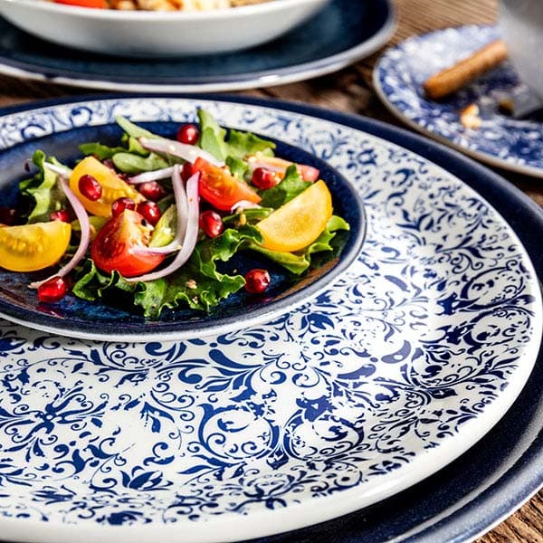 Тарелка «Инк» мелкая;фарфор;D=25,H=2см;белый,синий