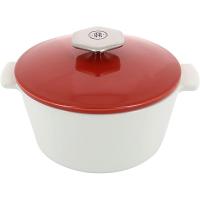Кастрюля для запекания с крышкой;керамика,сталь нерж.;0,5л;D=13,6см;белый,красный Кастрюля для запекания с крышкой;керамика,сталь нерж.;0,5л;D=13,6см;белый,красный