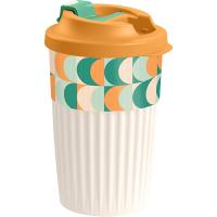 Стакан для горячих напитков «Геометрия»;полипроп.;450мл;D=92,H=147мм;бежев.,оранжев.