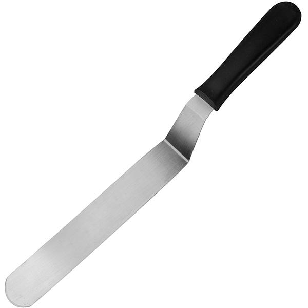 Лопатка кухонная «Проотель» изогнутая;сталь нерж.,пластик;,L=430/295,B=40мм;металлич.,черный