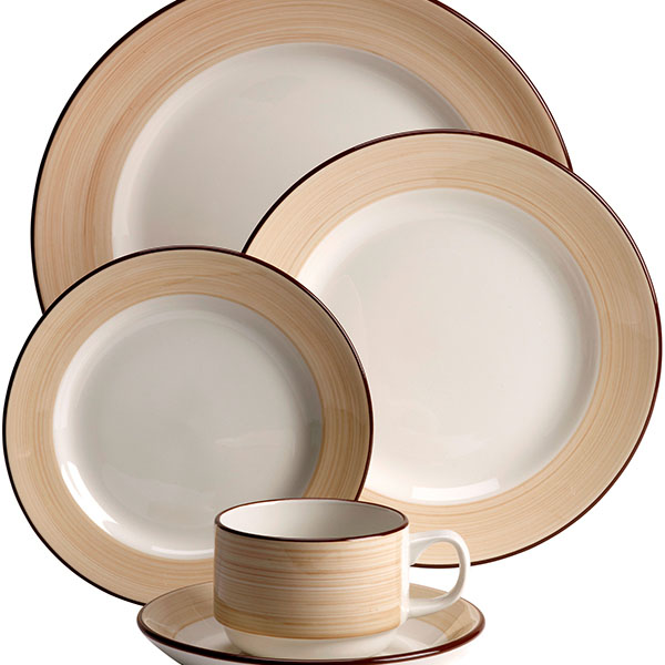 Тарелка «Чино»;фарфор;D=270,H=25мм;белый,бежев.