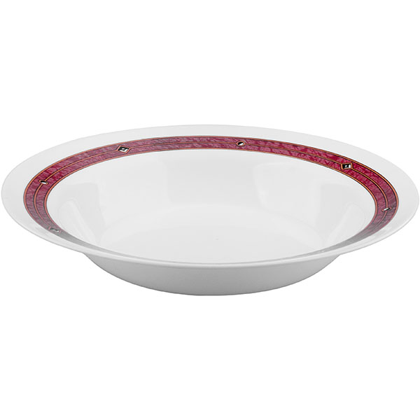 Блюдо «Корал» круглое глубокое;стекло;0,73л;D=288,H=48мм;белый,красный