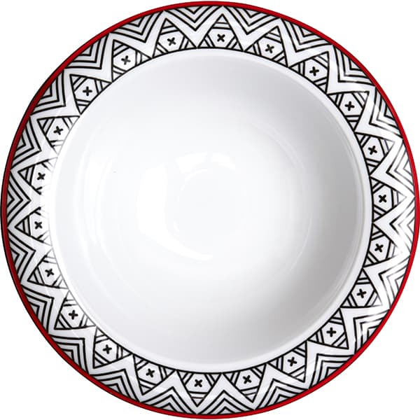 Тарелка глубокая «Мезень» Эстет Геометрия;фарфор;D=22,H=6см;белый,красный