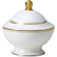 Сахарница с крышкой «Беништ Голд»;кост.фарф.;250мл;,H=11,5см;белый,золотой