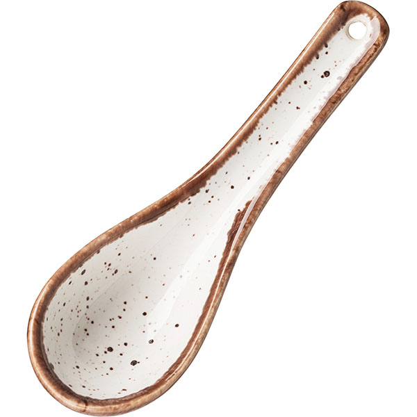 Ложка для мисосупа «Пунто Бьянка»;фарфор;,H=3,L=14см;белый,черный