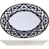 Блюдо «Восток» овальное;фарфор;,H=33,L=315,B=212мм;синий