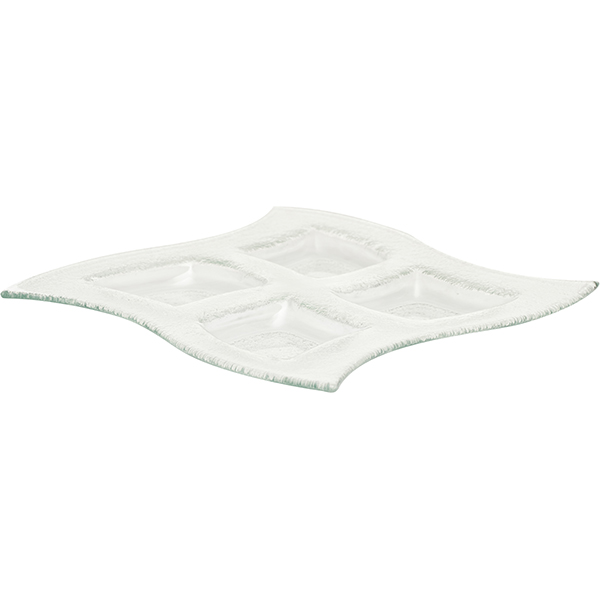 Менажница квадратная волнист.край;стекло;D=25,H=20,L=250/65,B=250мм;прозр.