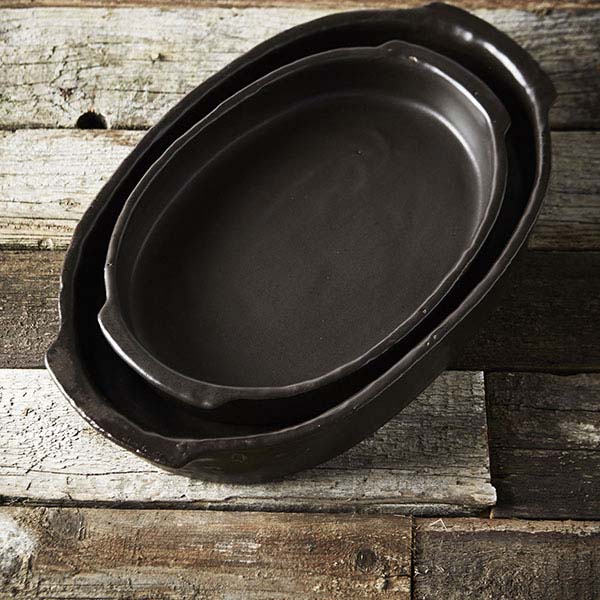 Форма для запекания «Пьюр» овальная;керамика;,H=5,L=30,B=21см;черный