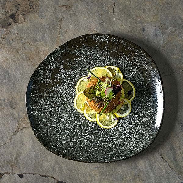 Тарелка «Космос» ассиметричная;фарфор;,L=29см;черный