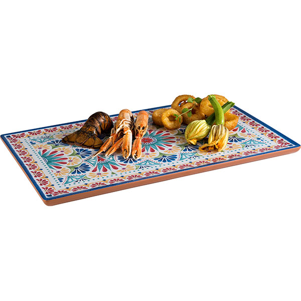 Блюдо для подачи «Арабеск»;пластик;,H=20,L=530,B=325мм;голуб.,коричнев.