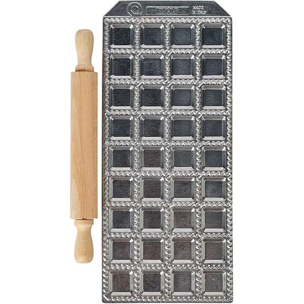 Форма для равиоли 2,5х2,5 см, со скалкой[36шт];алюм.литой,дерево;,H=15,L=310,B=135мм