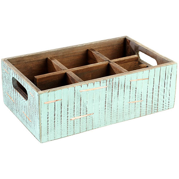 Ящик;дерево;,H=10,L=27,B=17см;бирюз.