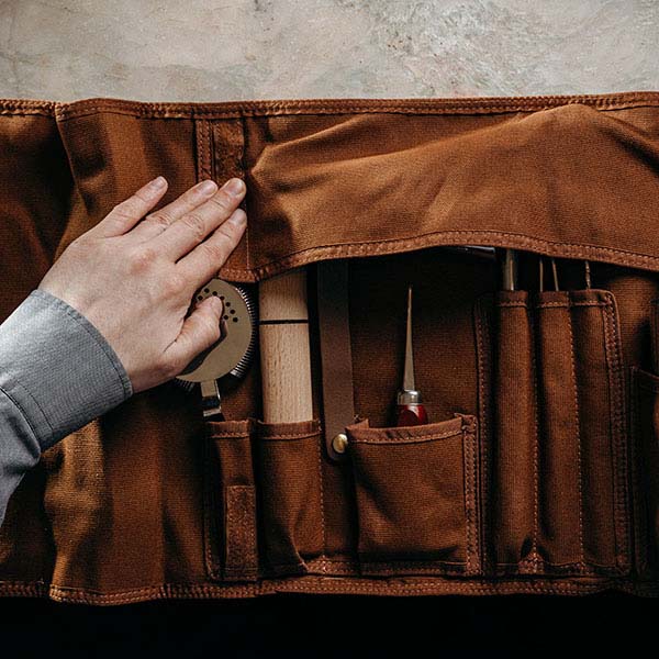 Набор барный «Мотиво» в скрутке (10 предметов) ;сталь нерж.,ткань;серебрист.,коричнев.