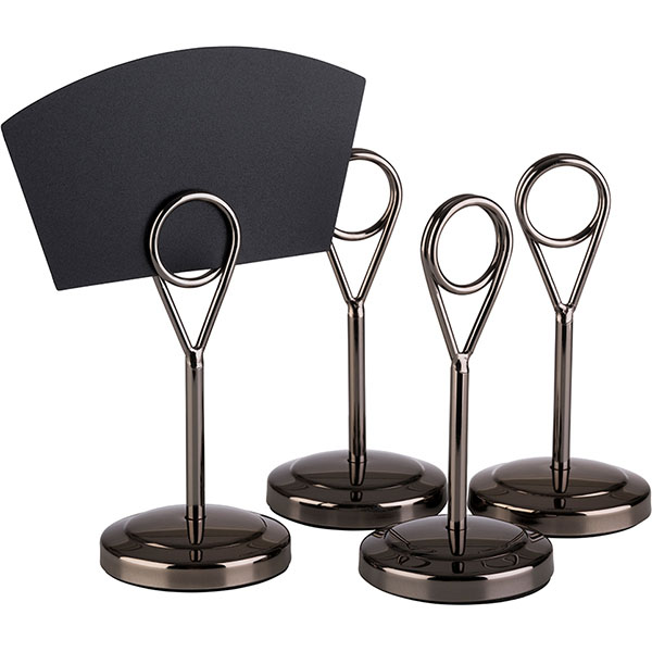 Держатель для карточек  4шт.+20карточек[4шт];сталь нерж.,полипроп.;D=50,H=105мм;черный