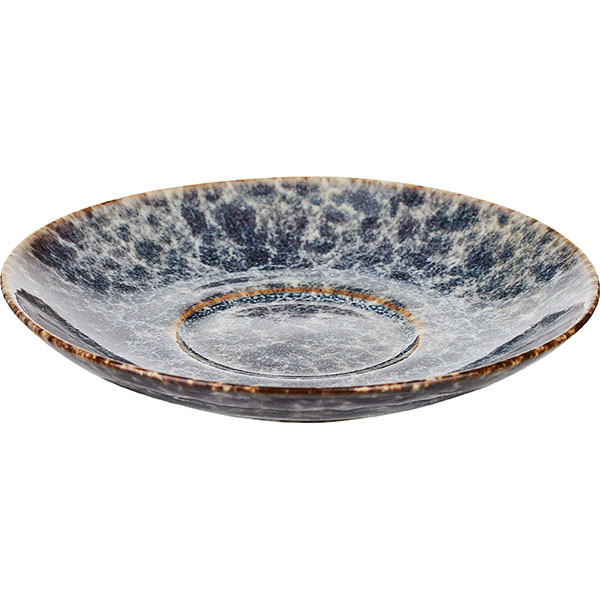 Блюдце «Стоун»;фарфор;D=150/62мм;сине-серый