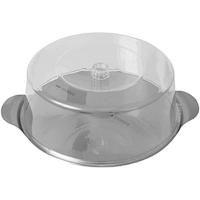 Тортовница с колпаком;сталь,пластик;D=30,H=11см;прозр.,металлич.