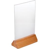 Подставка наст. д/меню А5 дерев.основ.;пластик;,H=24,B=15см;прозр.,св. дерево