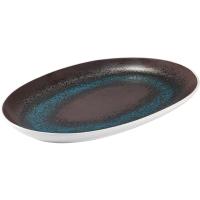 Блюдо «Эстиа» овальное;фарфор;,H=3,L=33,B=22см;синий,коричнев.