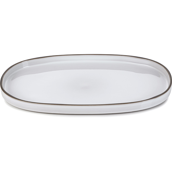 Блюдо сервировочное «Карактэр»;керамика;,H=25,L=355,B=218мм;камен.-серый.