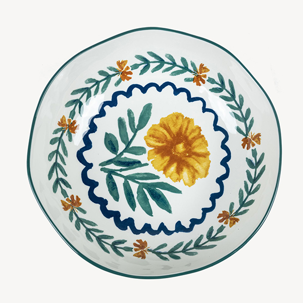 Салатник «Луга» Цветок;керамика;2л;D=26,H=7см;белый,разноцветн.