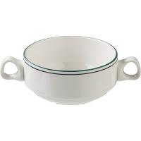 Чашка бульонная «Лагуна»;фарфор;285мл;D=105,H=60мм;белый,зелен.