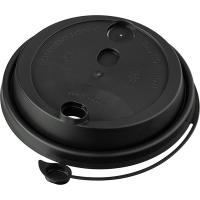 Крышка для стакана одноразовая с питейником[50шт];пластик;D=9,H=2см;черный,матовый