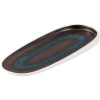 Блюдо «Эстиа» овальное;фарфор;,H=2,L=39,B=15см;синий,коричнев.