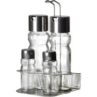 Набор д/специй 4 пр-та на подставке;стекло,сталь нерж.