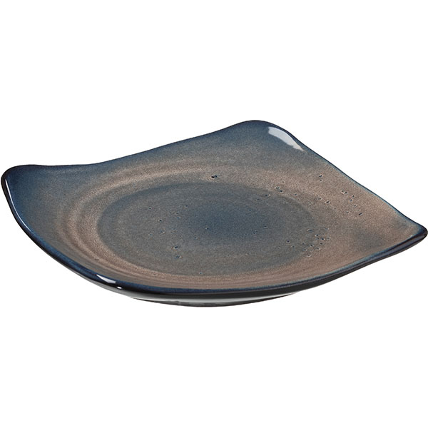 Тарелка «Пати» квадратная;фарфор;,L=22,B=22см;серый,синий