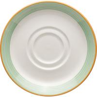 Блюдце «Рио Грин»;фарфор;D=165,H=18мм;белый,зелен.