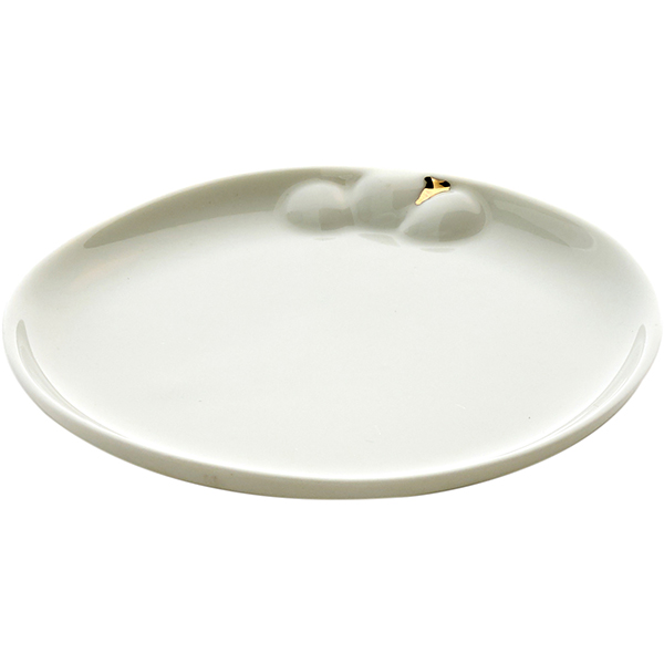 Блюдце «Боксис» для масла с золотой точкой;фарфор;,L=12,2,B=12см;белый