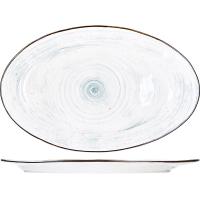 Блюдо «Пастораль» овальное;фарфор;,H=25,L=405,B=255мм;зелен.