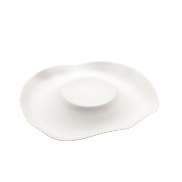 Блюдо сервировочное ручная работа;фарфор;D=29,H=3см;белый